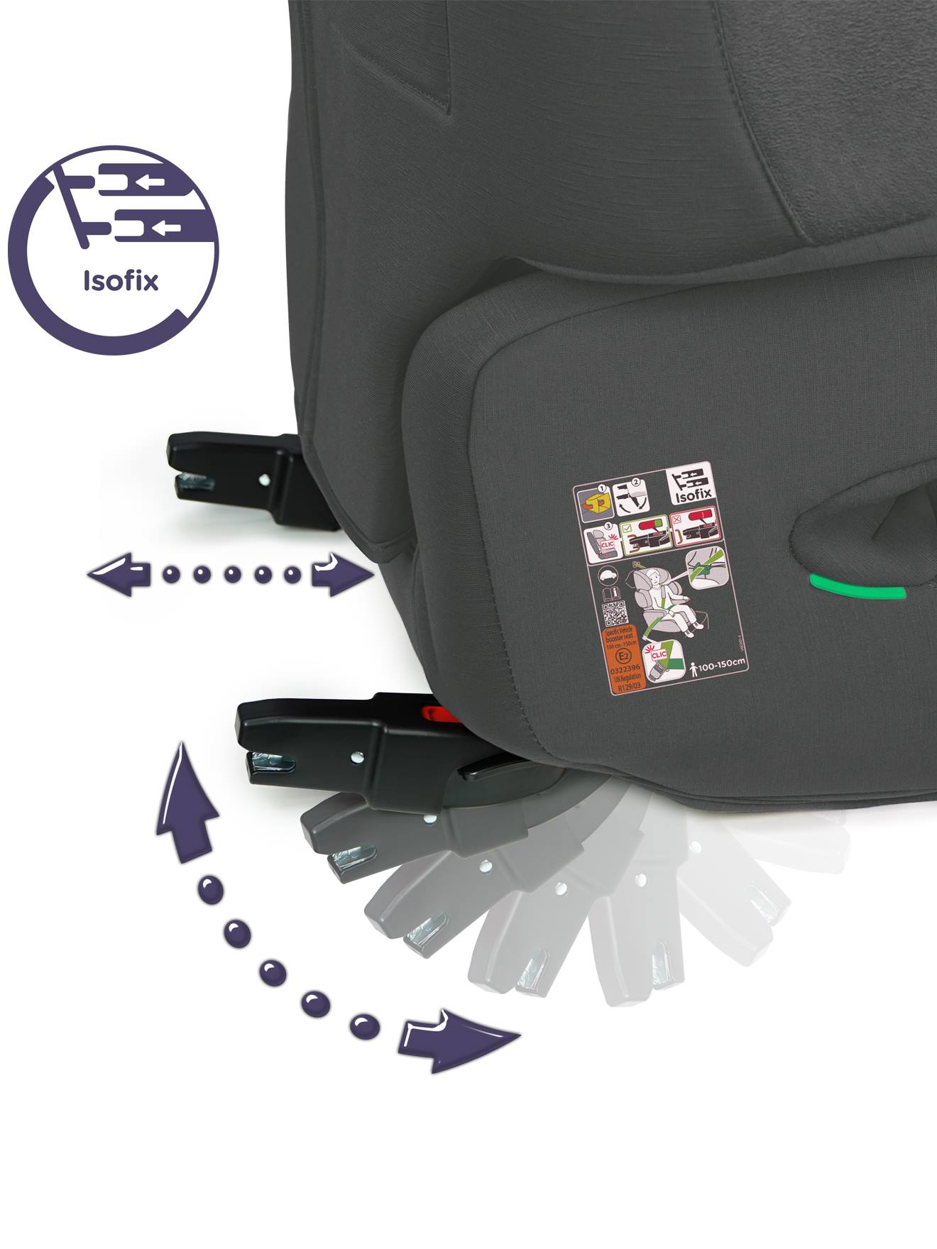 Réhausseur Isofix R129 100-150 Cm Softness® Renofix2 Quartz (Renolux) - Image 2