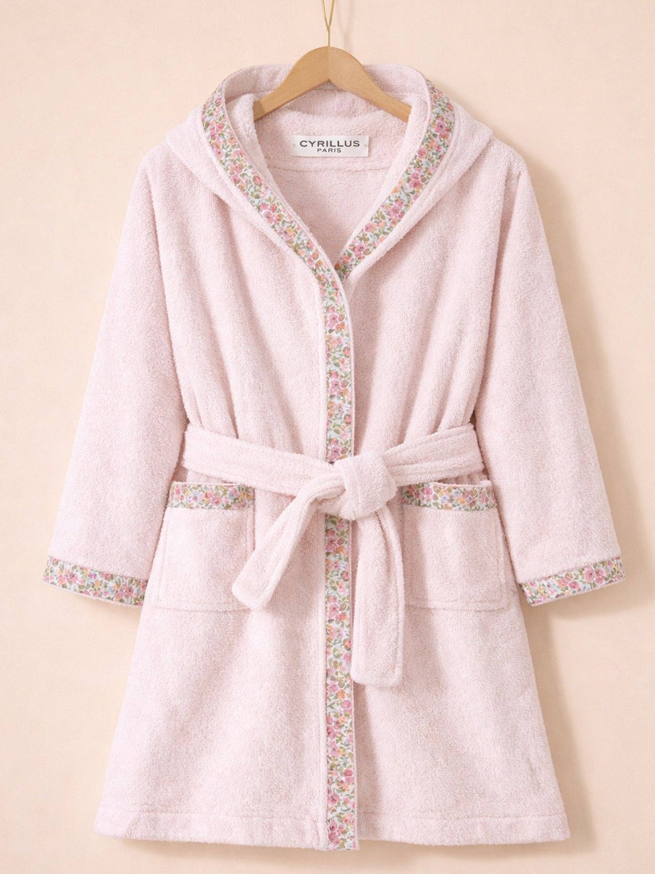 Peignoir Enfant En Éponge Et Tissu Liberty Rose Pale