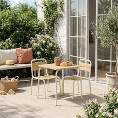 Table de jardin enfant acier et décor bois + 2 assises - suzie  - vertbaudet enfant