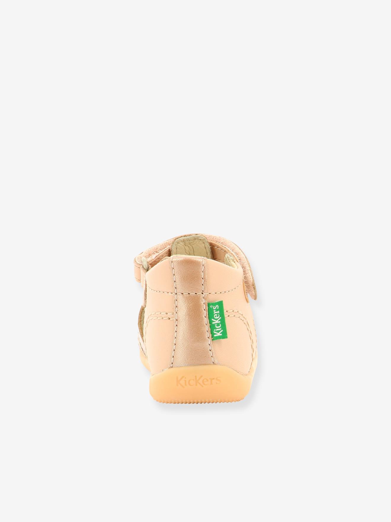 Sandales Cuir Bebe Fille Bigflo 2 Kickers Rose Metal Kickers