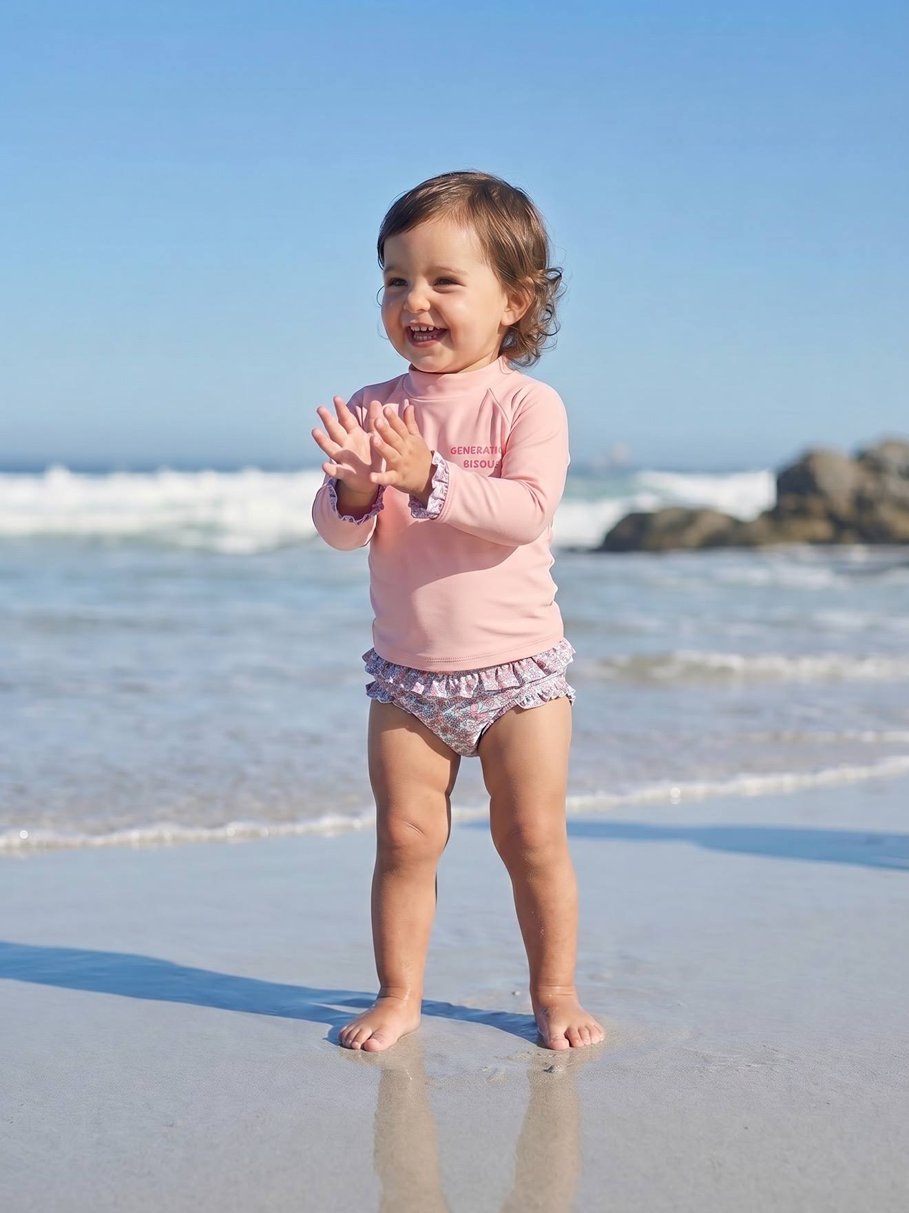 Maillot de bain anti UV 2 pices rose ple 28 €
