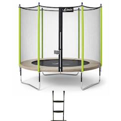 Jouet-Trampoline jardin ø 300?cm + filet + échelle - jumpi 300 - taupe/vert