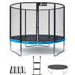 Jouet-Trampoline ø 300cm + filet + échelle + bâche + kit ancrage - punchi 300 bleu