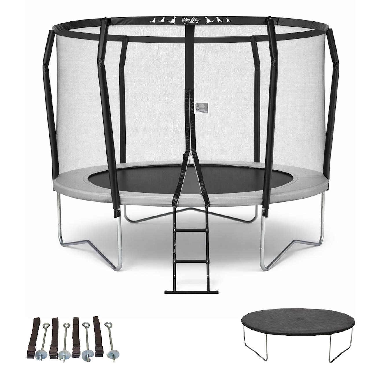 Trampoline Premium Ø 300?cm + Échelle + Bâche + Kit Ancrage - Famili 300 Beige