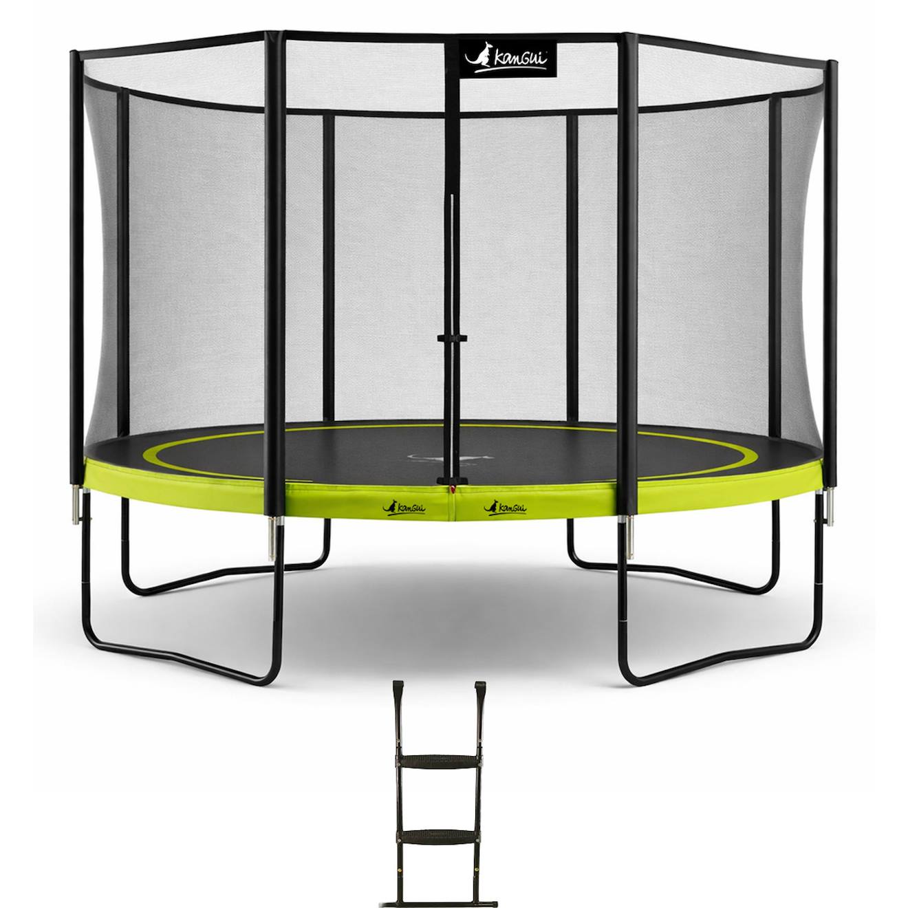 Trampoline De Jardin Ø 360cm + Filet De Sécurité + Échelle - Punchi 360 Vert Vert