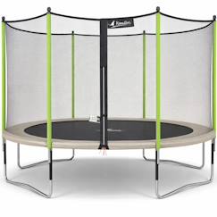 Jouet-Trampoline jardin ø 360?cm + filet de sécurité - jumpi 360 - taupe/vert