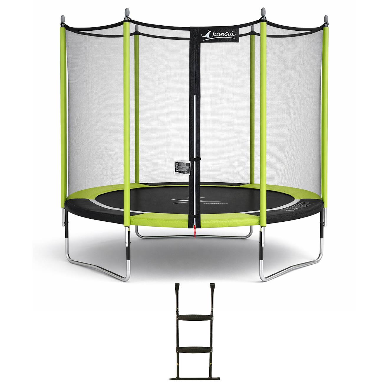 Trampoline Jardin Ø 300?cm + Filet + Échelle - Jumpi 300 - Noir/vert Vert