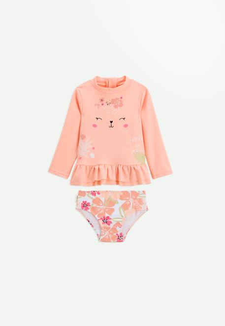 Maillot de bain fille 2 pièces t-shirt de protection uv et culotte deauville  - vertbaudet enfant
