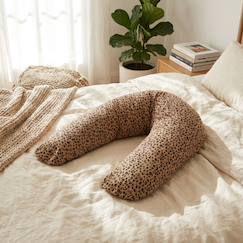 Puériculture-Babysom - coussin de maternité 3 en 1 : grossesse, allaitement &amp$ repos bébé - housse double gaze en coton - motif léopard - xxl