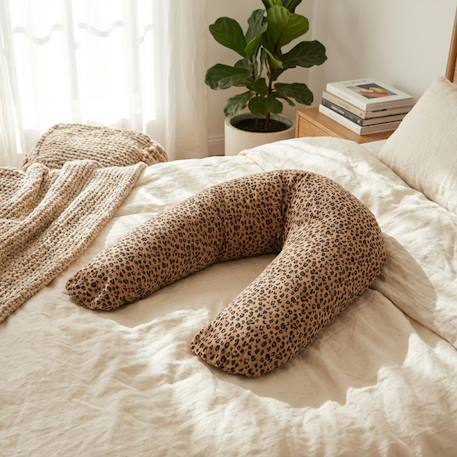 babysom - Babysom - Coussin De Maternité 3 En 1 : Grossesse, Allaitement &amp$ Repos Bébé - Housse Double Gaze En Coton - Motif Léopard - Xxl Multicolore