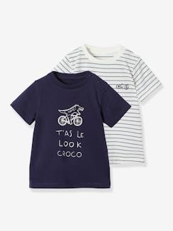 Bébé-T-shirt, sous-pull-T-shirt-Lot de 2 T-shirts bébé garçon motifs animaux rigolos Oeko-Tex®