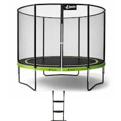 Jouet-Jeux de plein air-Aires de jeux-Trampoline de jardin ø 300cm + filet de sécurité + échelle - punchi 300 vert