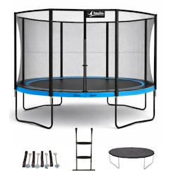 Jouet-Trampoline ø 430cm + filet + échelle + bâche + kit ancrage - punchi 430 bleu