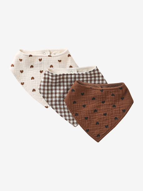 Vertbaudet - Lot 3 bavoirs bandanas en gaze de coton ficelle