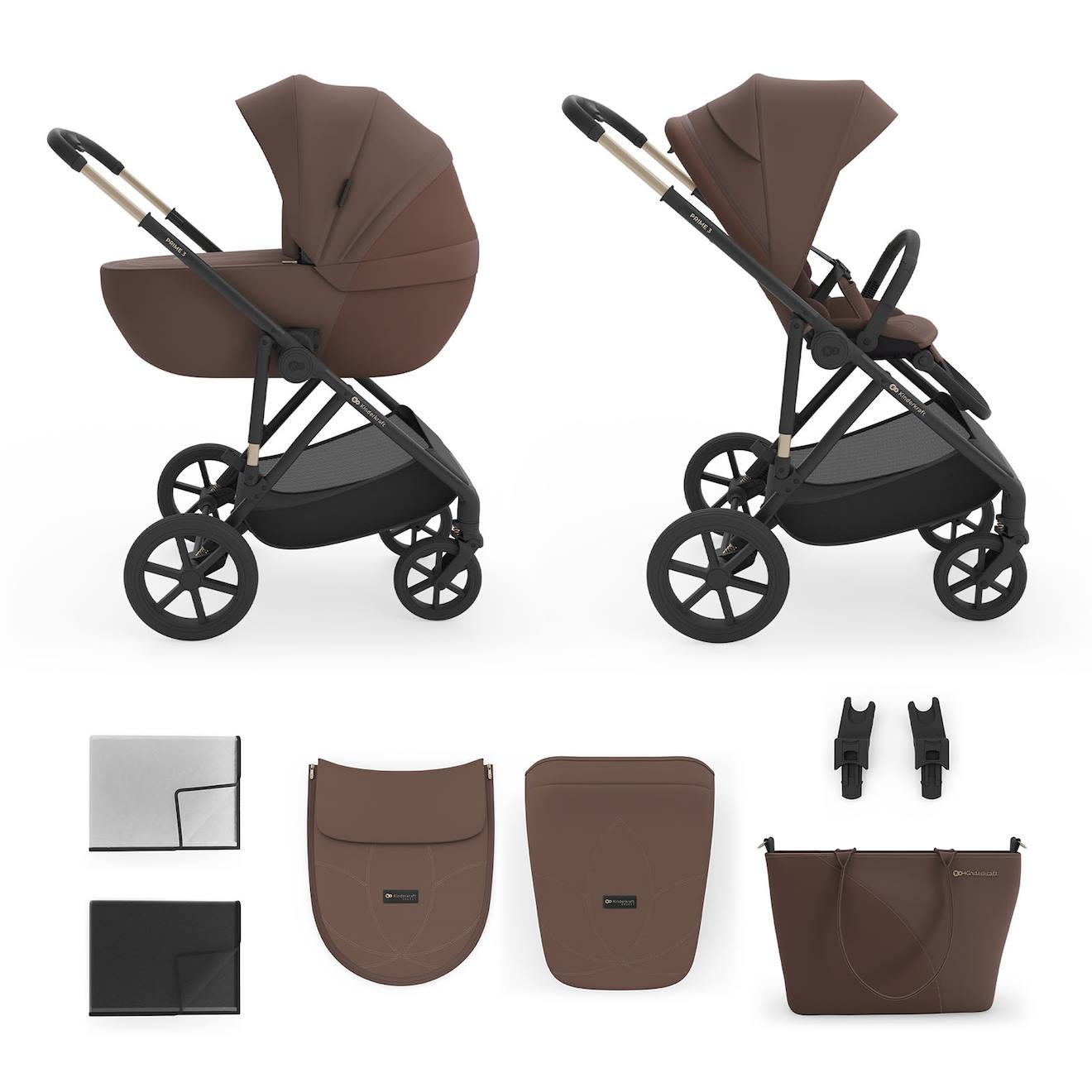 Poussette Évolutive 2 En 1 Suspension Améliorée Pour Enfants À 22 Kg Velvet Mocca