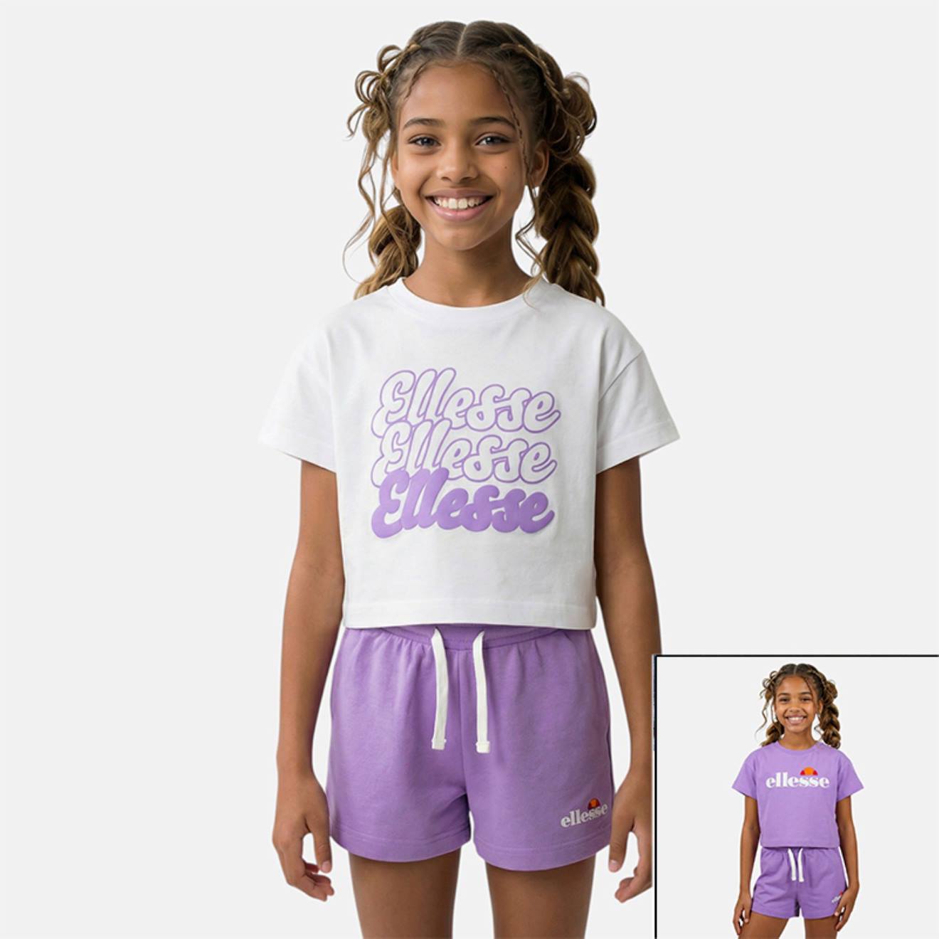 Pack De 2 T-shirts Et Short Fille Violet