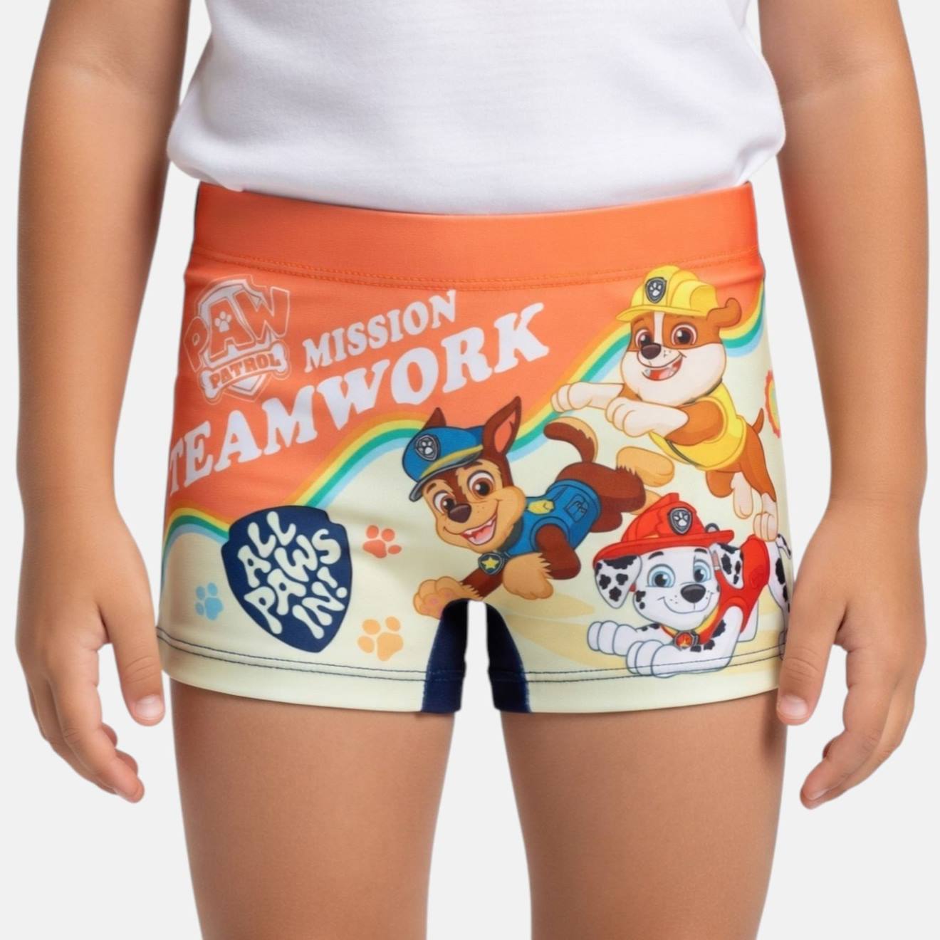 Boxer De Bain Garçon Imprimé Pat Patrouille Orange