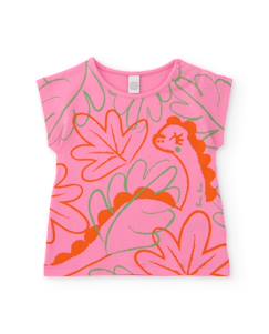 -T-shirt en maille pour fille avec dinosaure décoratif