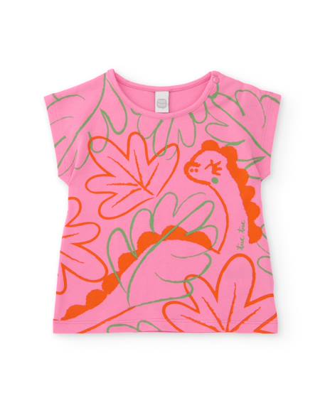 Fille-T-shirt en maille pour fille avec dinosaure décoratif
