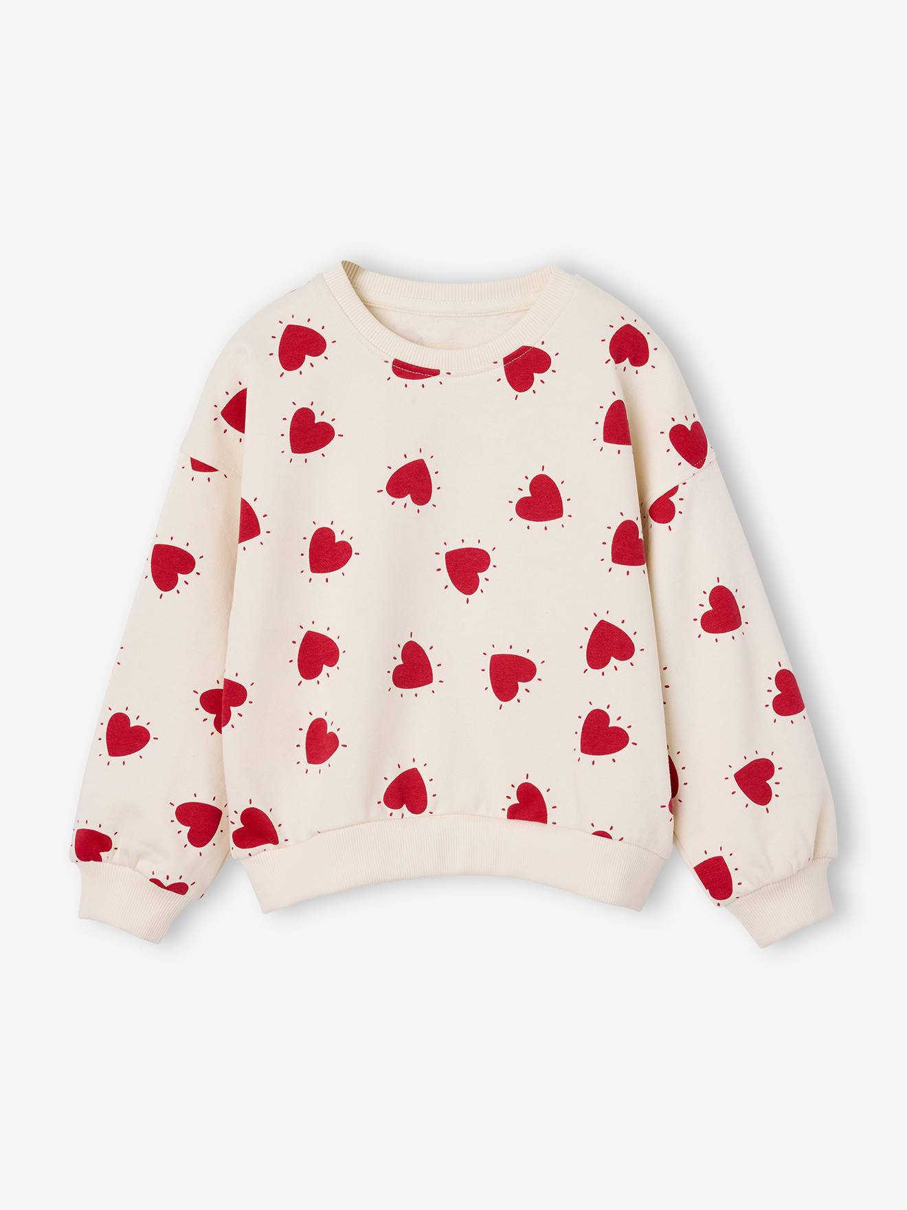 Sweat fille col rond ivoire