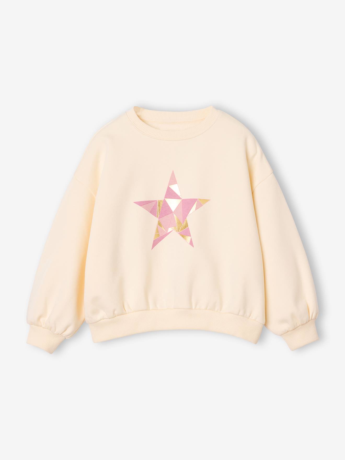 Sweat fille manches longues vanille
