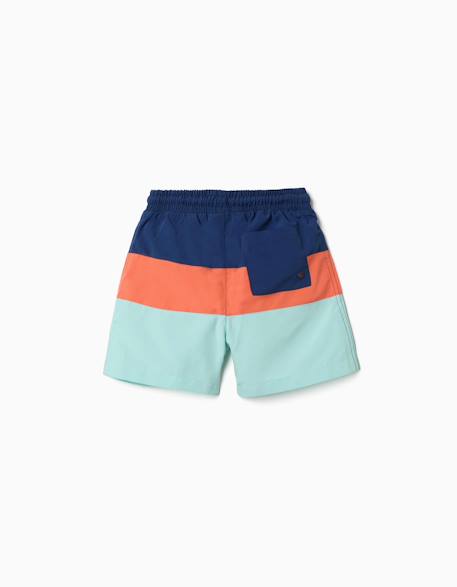 Short de bain avec bloc de couleurs et cordon de serrage Bleu foncé 3 - vertbaudet enfant 