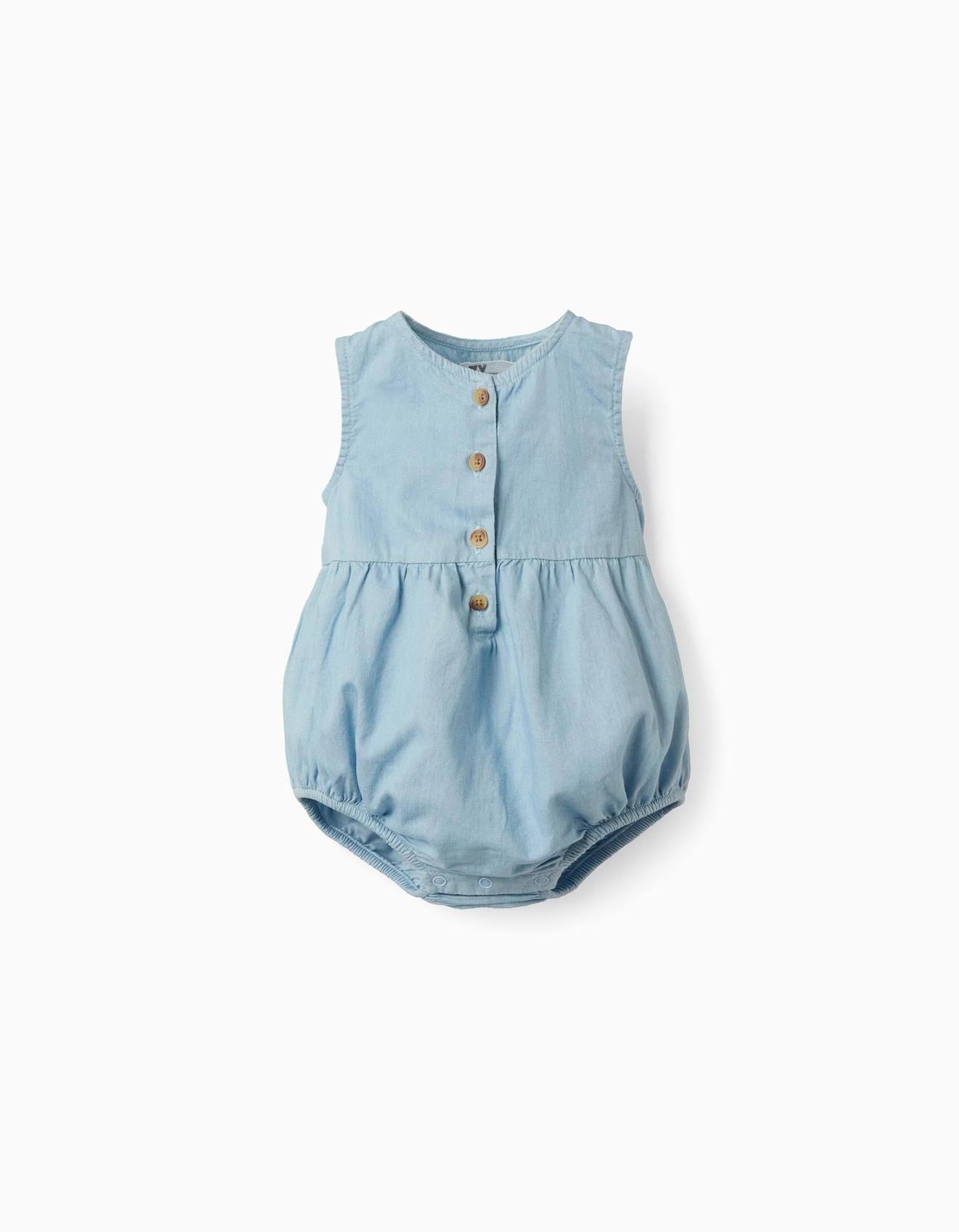 Barboteuse En Jean En Coton Sans Manches Bleu Clair 17$