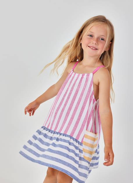 Robe en lin à rayures pour fille  - vertbaudet enfant