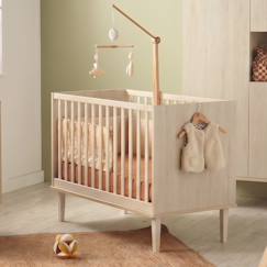Lit bébé 120x60 sur pieds - décor bois hêtre cendré - opaline  - vertbaudet enfant