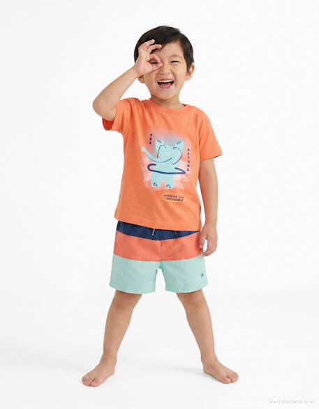 Bébé-Short de bain avec bloc de couleurs et cordon de serrage