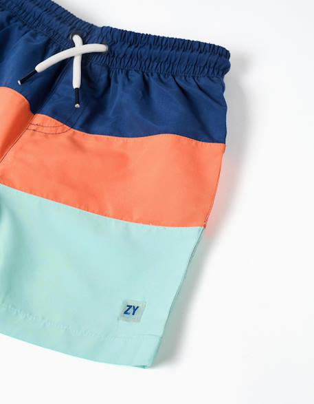 Short de bain avec bloc de couleurs et cordon de serrage Bleu foncé 4 - vertbaudet enfant 