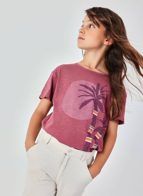 Fille-T-shirt fille coton lilas