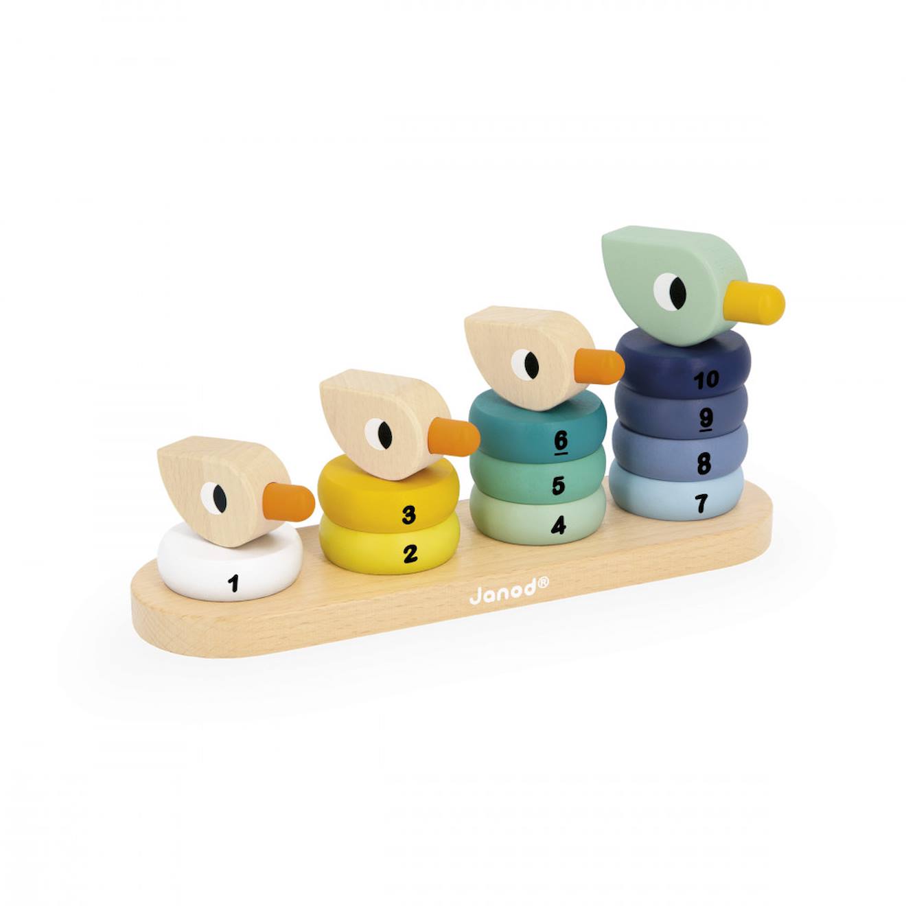 Empilable En Bois Canards 14 Pièces Multicolore