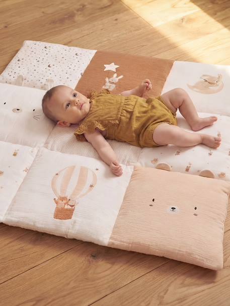 Vertbaudet - Tapis de sol patchwork coton beige