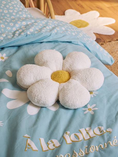 Vertbaudet - Coussin déco enfant bouclette fleur écru