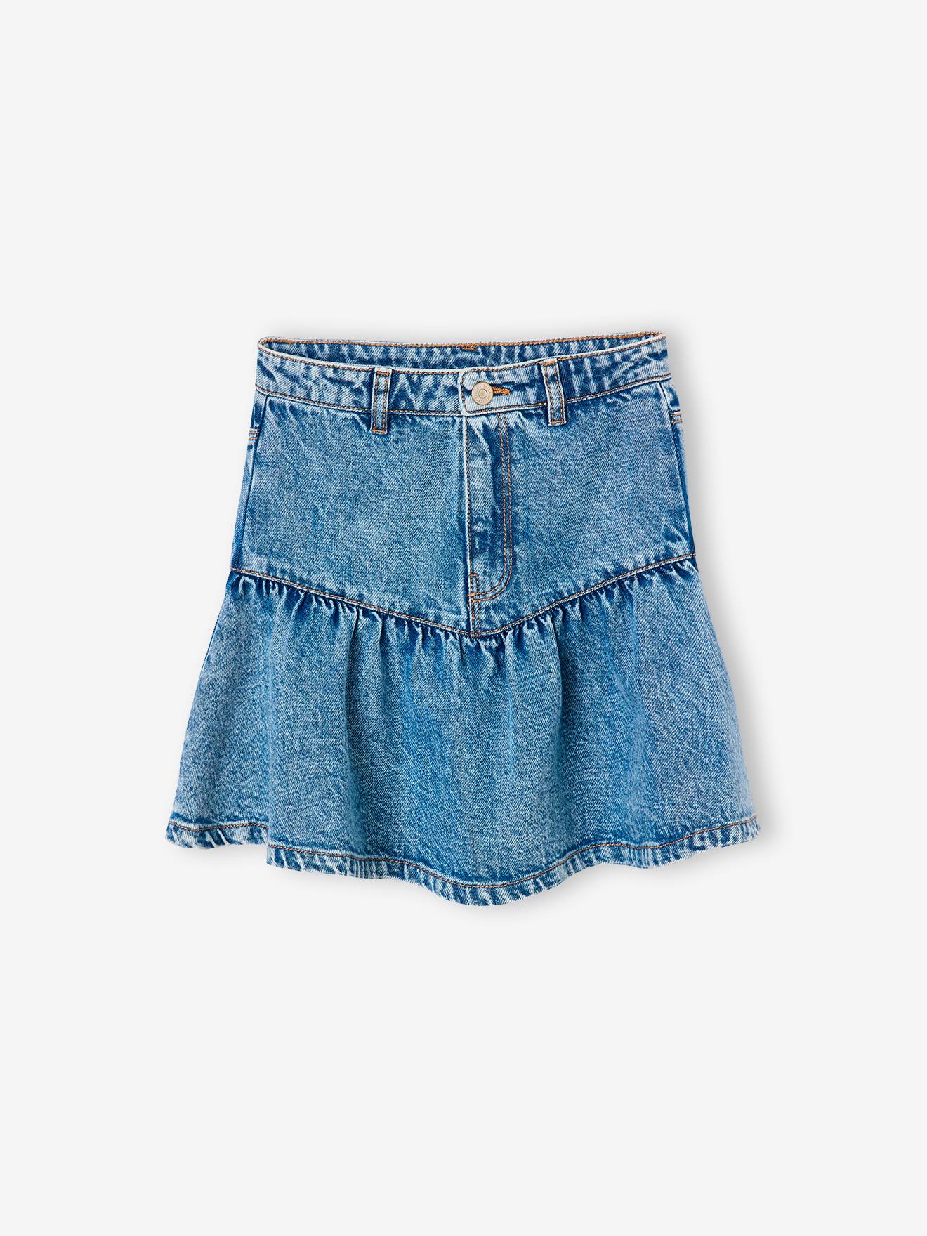 Jupe denim fille volante bleu jean 23$