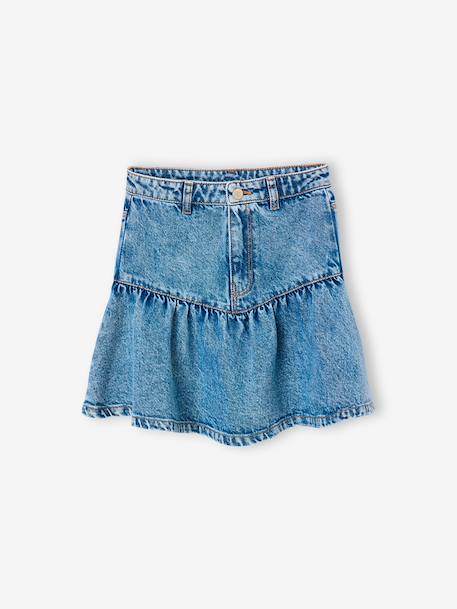Fille-Jupe denim fille volantée