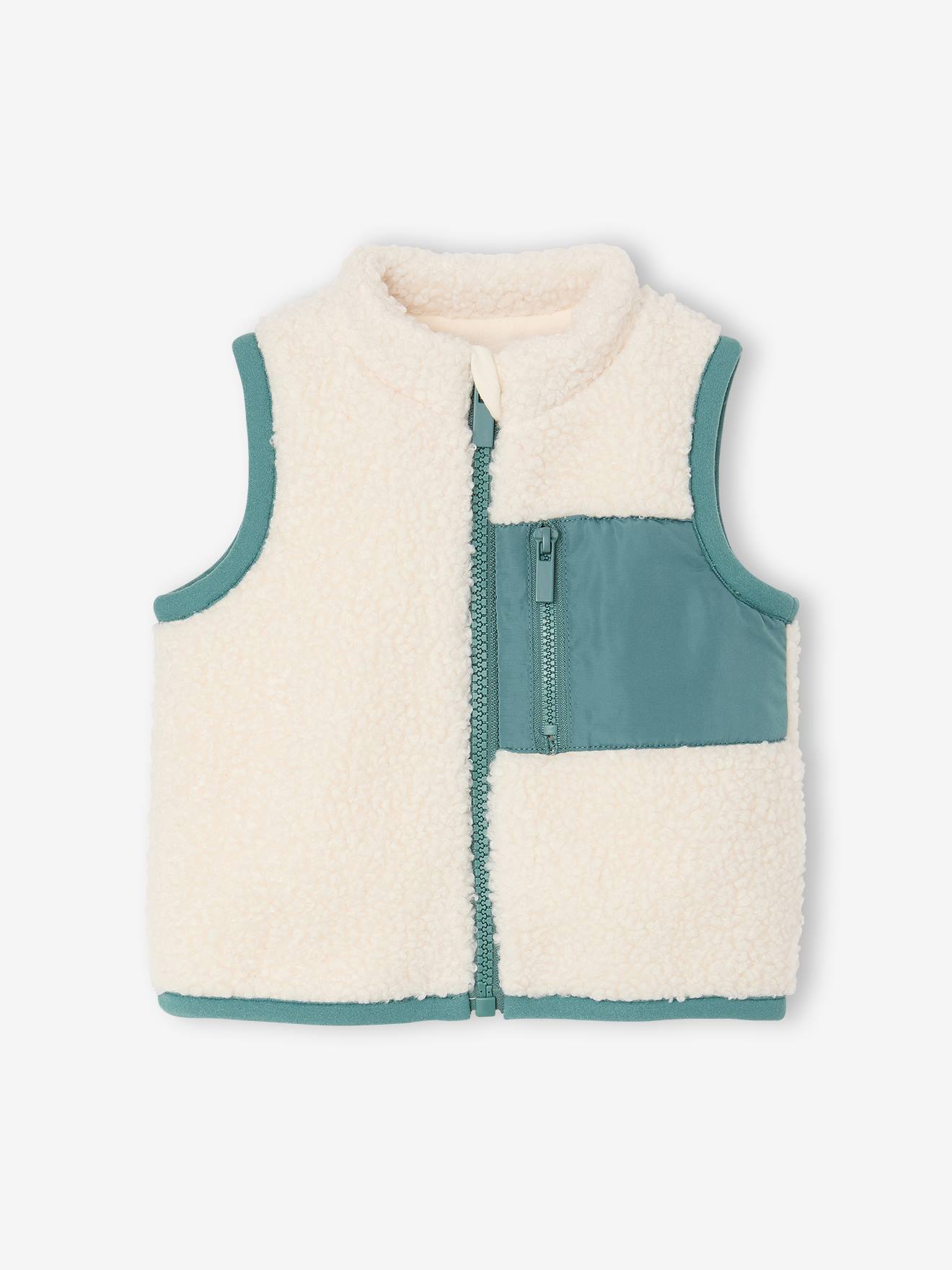 Gilet sans manches bébé en sherpa écru