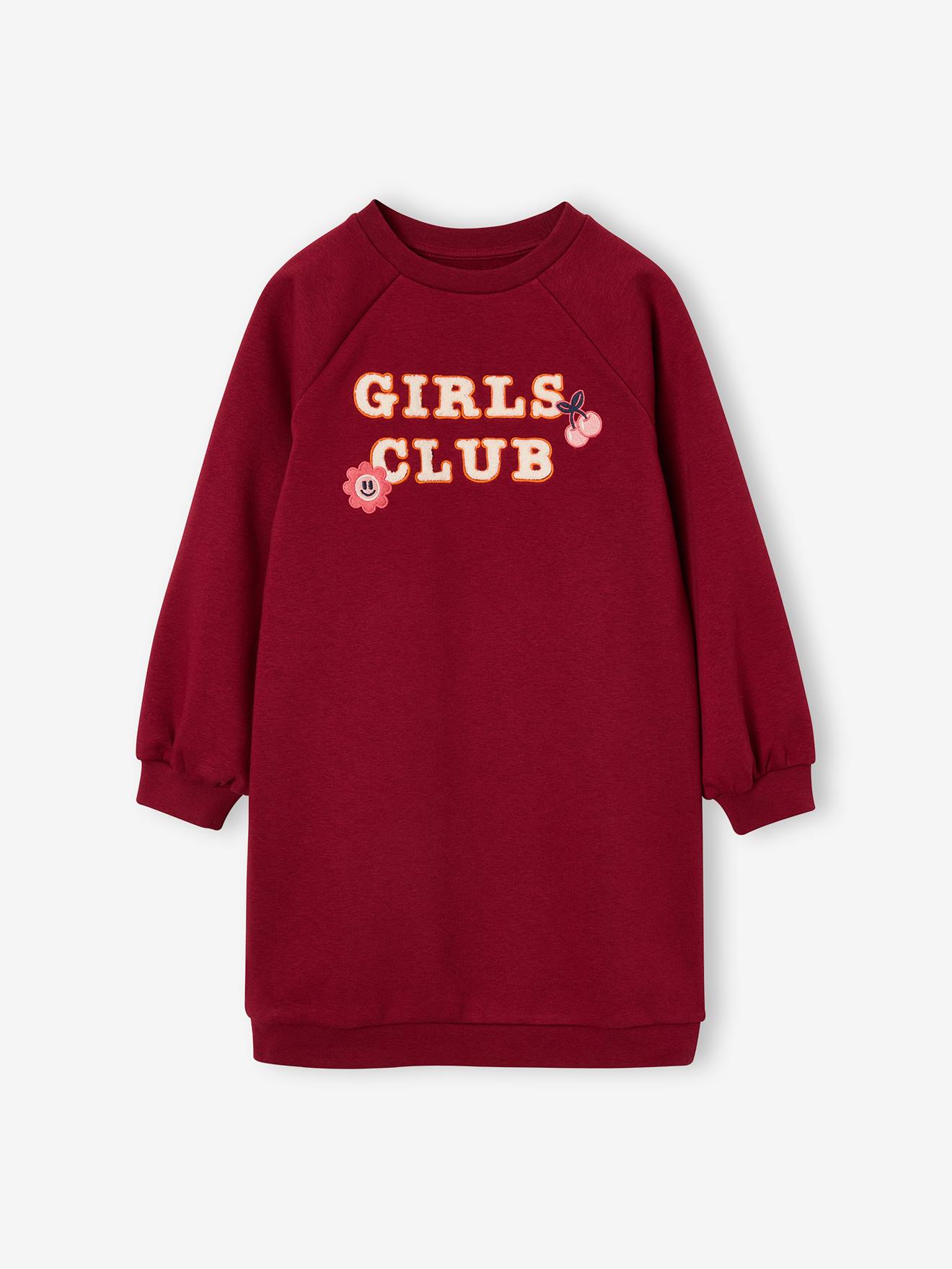 Robe sweat fille rouge