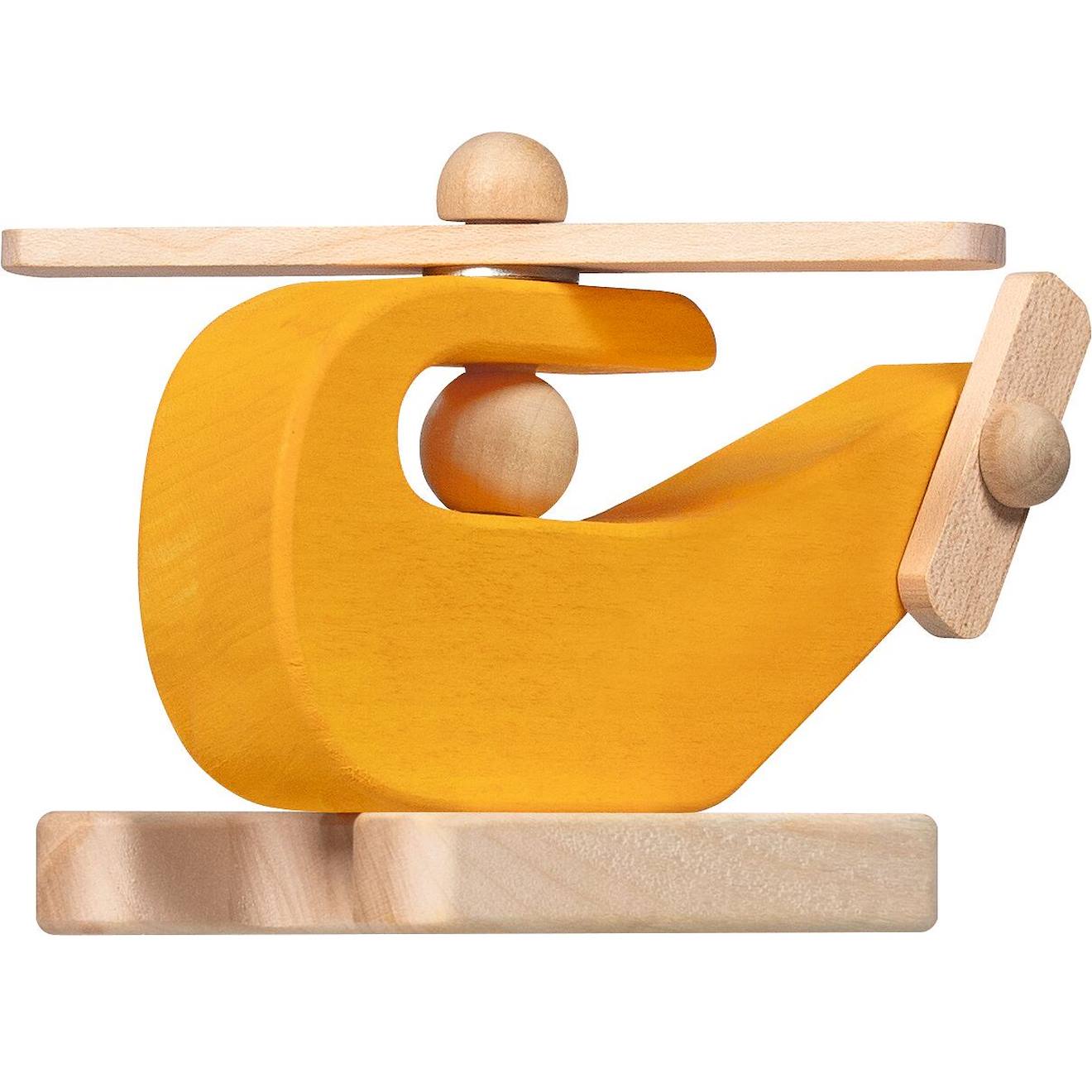 Hélicoptère En Bois Pour Jouer Jaune