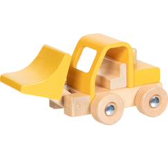Jouet-Jeux d'imagination-Pelleteuse en bois jaune