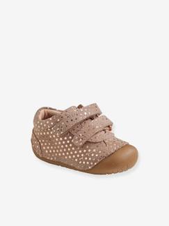 Chaussures-Chaussures bébé 17-26-Chaussons-Chaussons 4 pattes bébé fille en cuir
