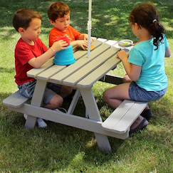 Jouet-Jeux de plein air-Table bois enfant avec insert parasol picnic