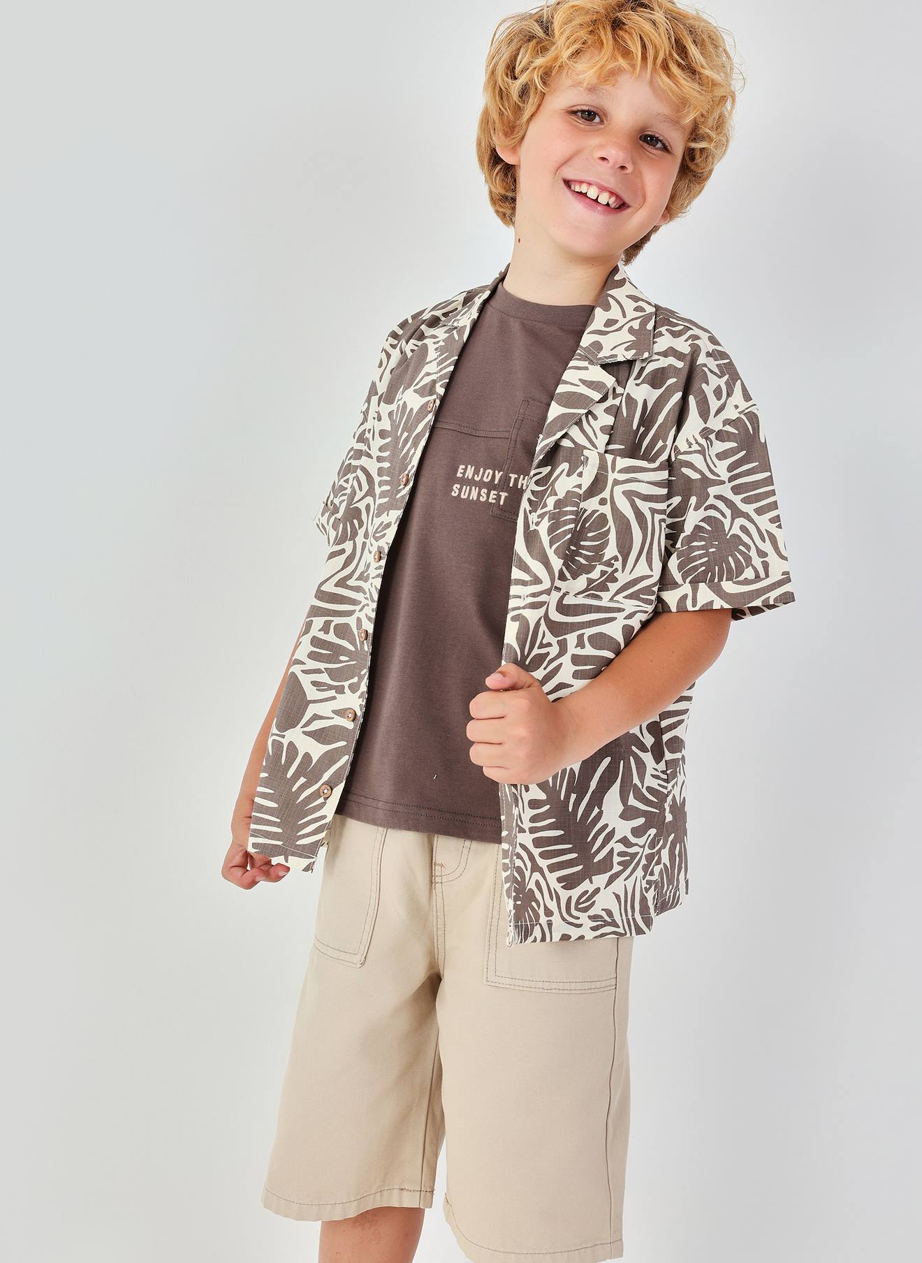 Short Garçon Coton Marron
