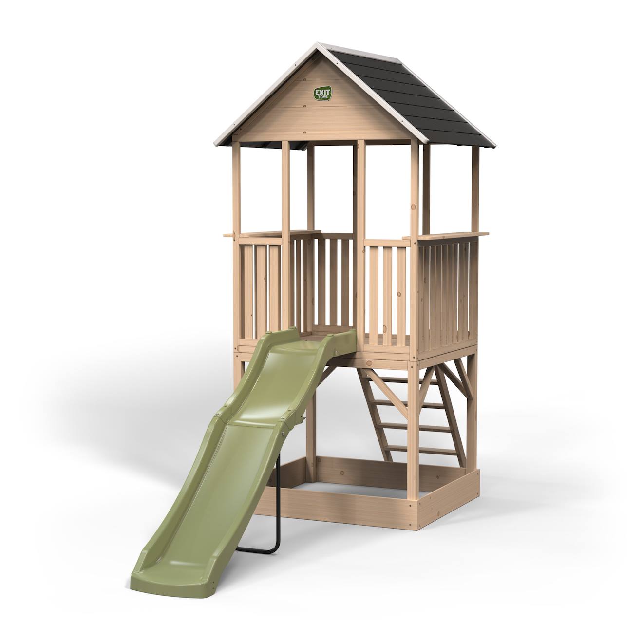 Maisonnette En Bois Sur Pilotis Avec Toboggan Et Bac À Sable Naturel