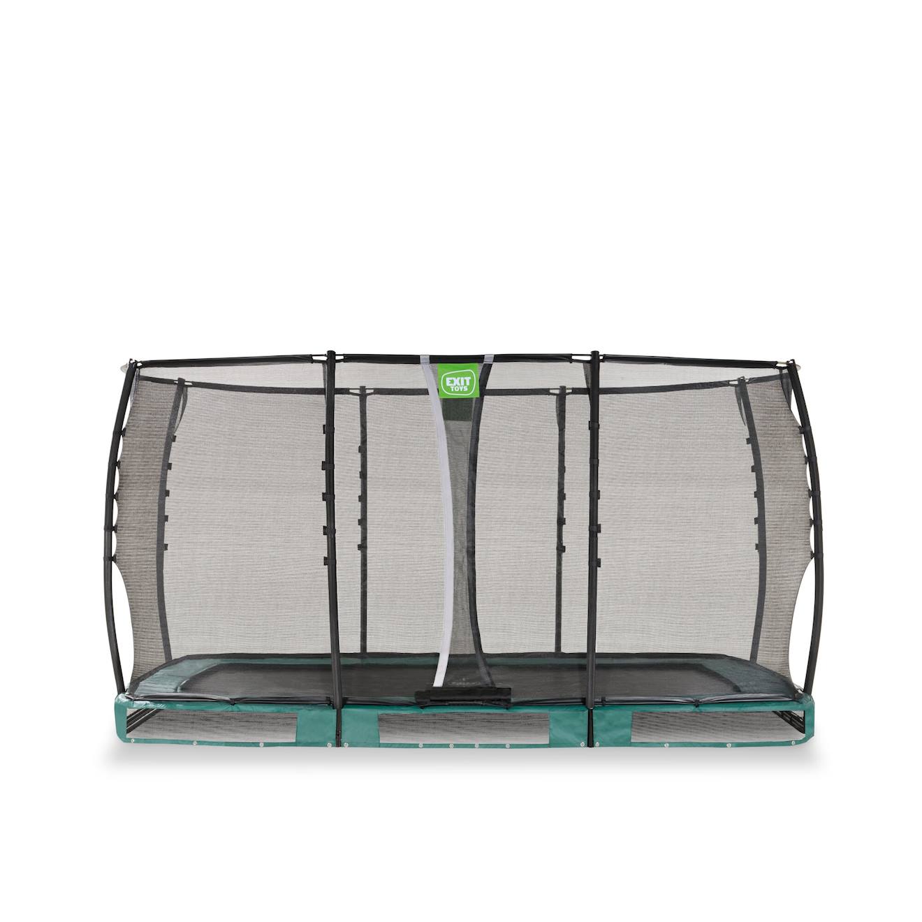 Trampoline Semi-enterré Rectangulaire 214x366cm Protection Pieds Vert