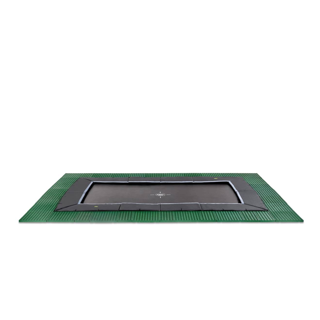 Trampoline Enterré Au Ras Du Sol Rectangulaire 275x458cm Avec Dalles Noir