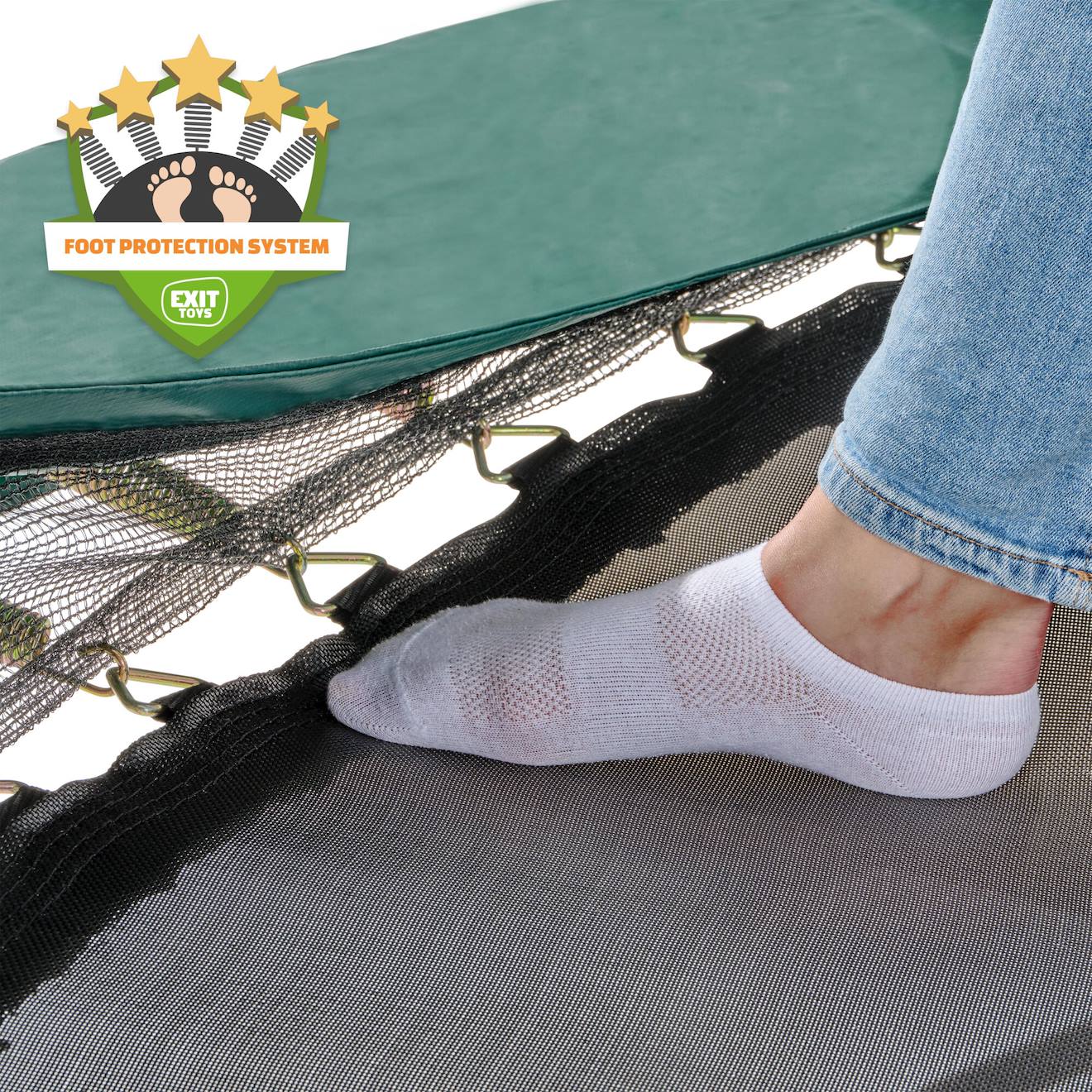 Trampoline EXIT Elegant Premium – Rectangulaire 214x366cm – Filet Deluxe, Ressorts 21,6 Cm – Finition Luxe