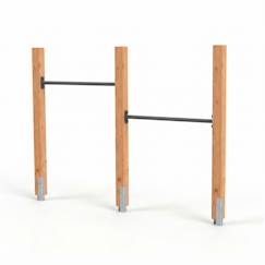 Jouet-Jeux de plein air-Aires de jeux-Portiques et balançoires-Double barre fixe en bois pour jardin enfant 206cm