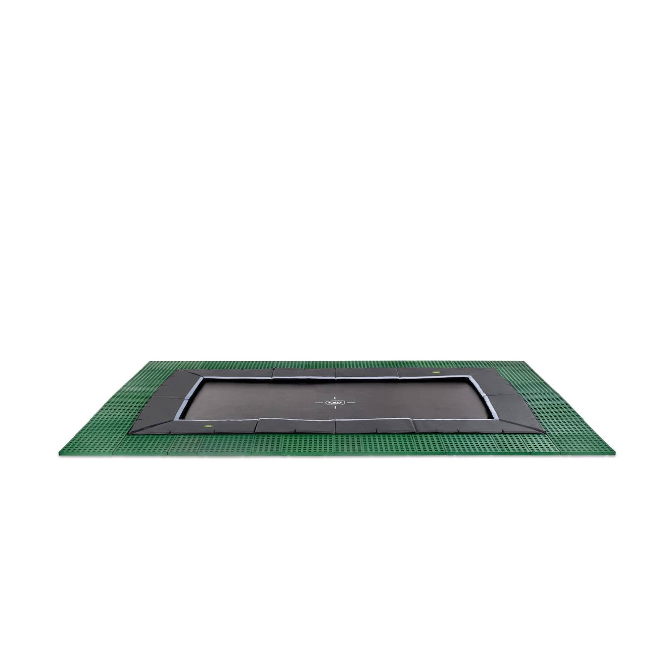 Trampoline Enterré Au Ras Du Sol Rectangulaire 244x427cm Avec Dalles Noir